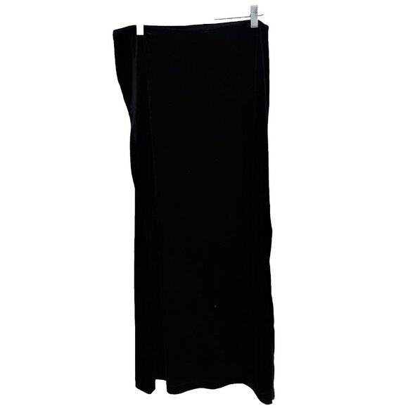 VTG Y2K Express Tricot Womens Maxi Skirt Large Black Velvet Side Slit Whimsygoth - Picture 1 of 7